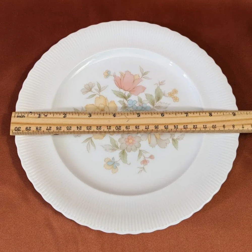 Vintage‎ Ichiyama Toen Japan Floral Porcelain Dinner Plates Set of 6 Ribbed Edge